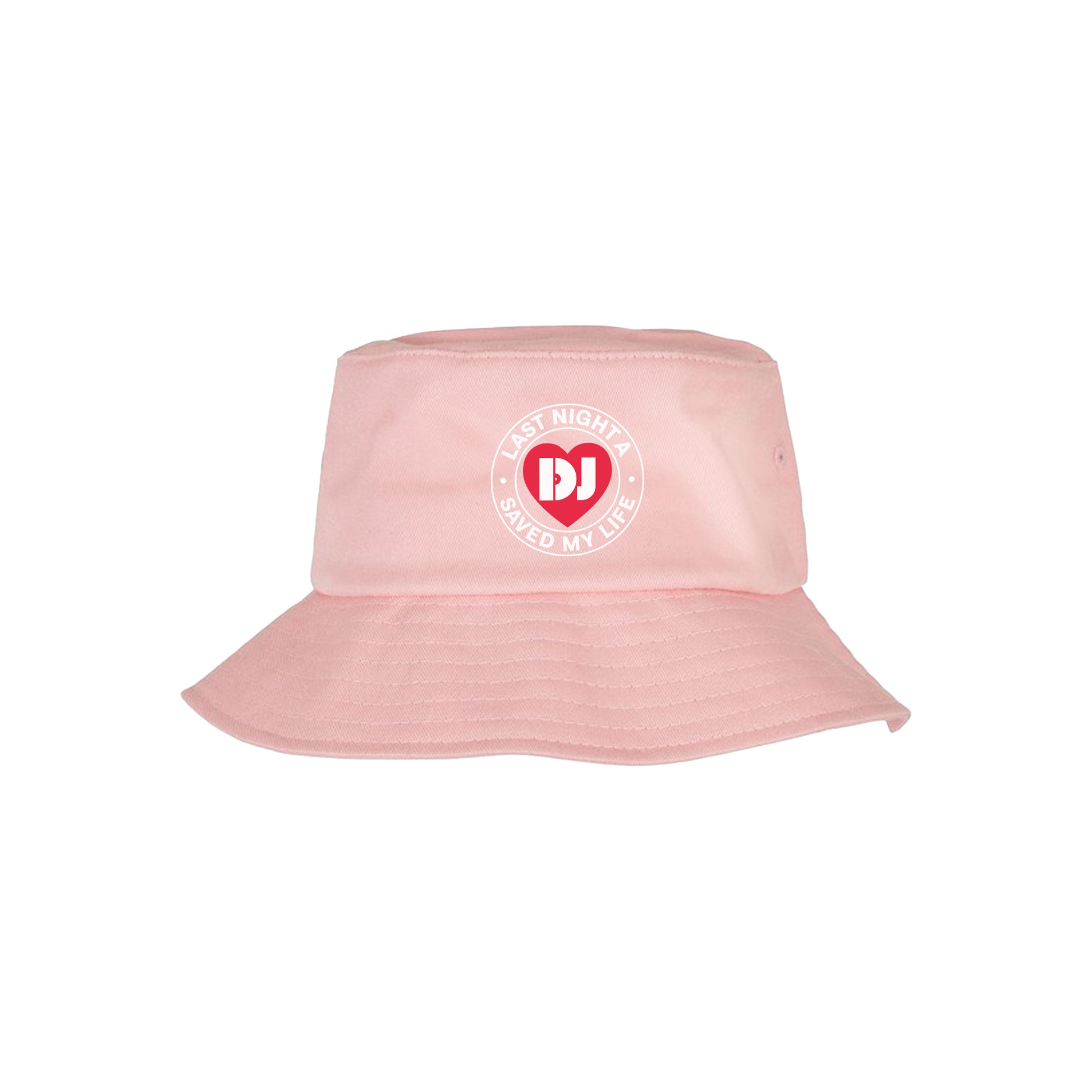 Last Night A DJ Saved My Life Logo Bucket Hat in Light Pink